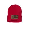 12 Inch Knit Hat / Red 45 - 47 USA Flag Leather Patch Beanie maga trump