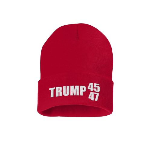 12 Inch Knit Hat / Red Trump 45-47 Beanie maga trump