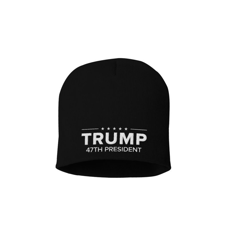 8 Inch Knit Hat / Black Trump 47th President Beanie maga trump