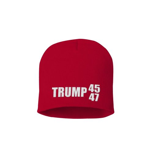 8 Inch Knit Hat / Red Trump 45-47 Beanie maga trump