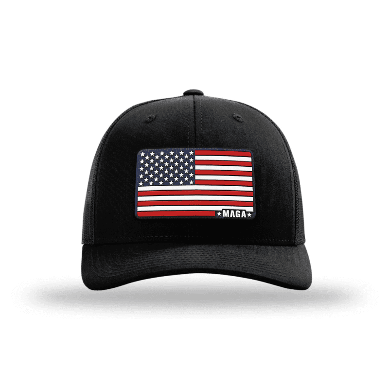 Adjustable Snapback Trucker Cap / Black Maga American Flag Hat maga trump