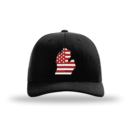 Adjustable Snapback Trucker Cap / Black / OS Lower Michigan is MAGA Country Hat maga trump