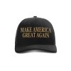 Adjustable Snapback Trucker Cap / Black / OS Make America Great Again Black Gold Edition Hat maga trump