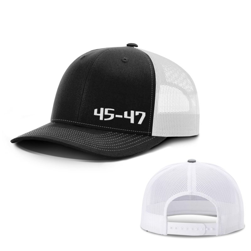 Adjustable Snapback Trucker Cap / Black/ White 45-47 Lower Left Trucker Hat maga trump