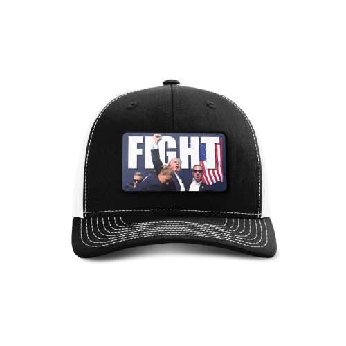 Adjustable Snapback Trucker Cap / Black/ White Fight Trump Trucker Hat maga trump