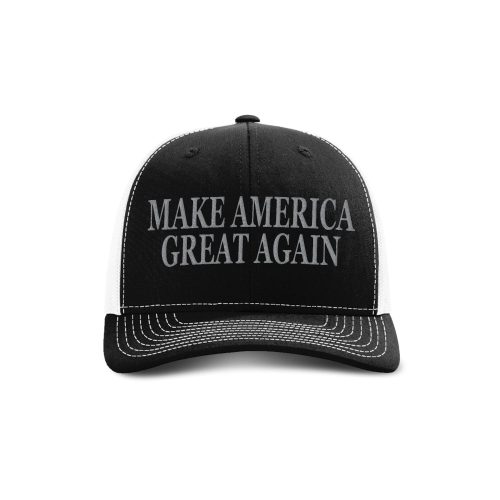 Adjustable Snapback Trucker Cap / Black/ White Make America Great Again Blackout Edition maga trump