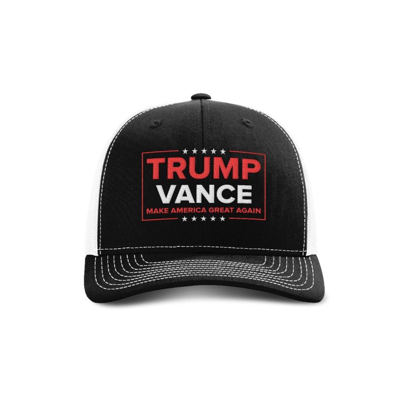 Adjustable Snapback Trucker Cap / Black/ White Trump Vance Trucker Hat maga trump