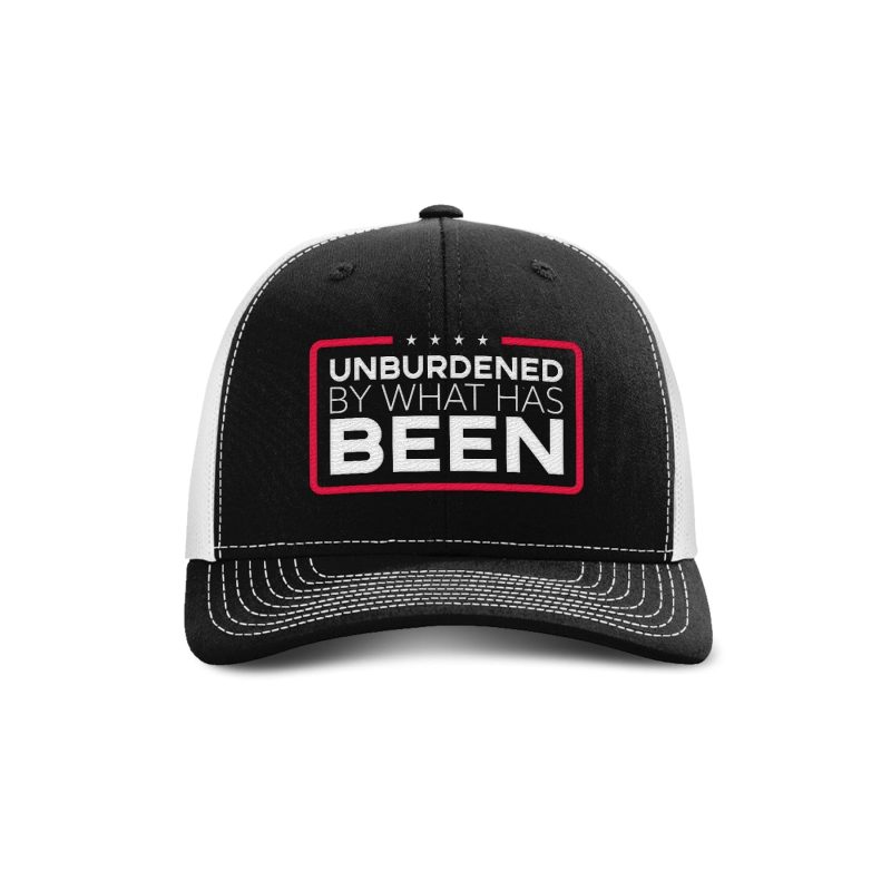 Adjustable Snapback Trucker Cap / Black/ White Unburdened by What Has Been Trucker Hat maga trump