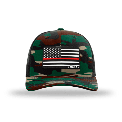 Adjustable Snapback Trucker Cap / Camo Maga Thin Red Line Flag Hat maga trump