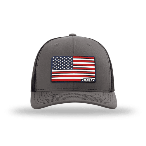 Adjustable Snapback Trucker Cap / Charcoal/ Black Maga American Flag Hat maga trump