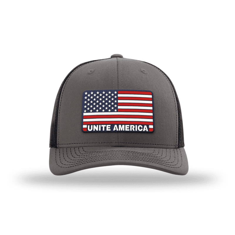 Adjustable Snapback Trucker Cap / Charcoal/Black MAGA Unite America Flag Patch Hat maga trump