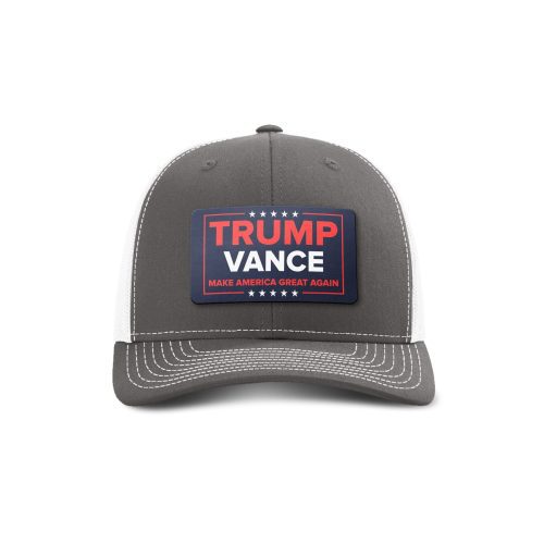 Adjustable Snapback Trucker Cap / Charcoal/ White Trump Vance Patch Trucker Hat maga trump