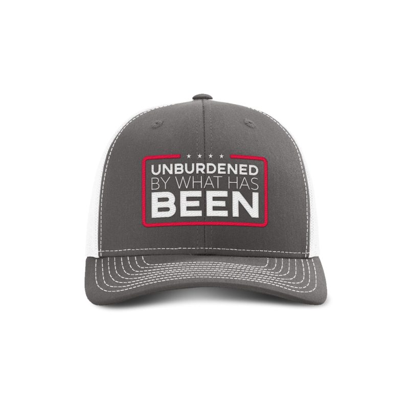 Adjustable Snapback Trucker Cap / Charcoal/ White Unburdened by What Has Been Trucker Hat maga trump