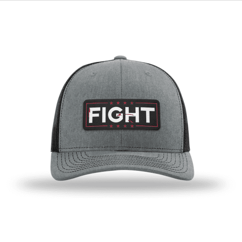 Adjustable Snapback Trucker Cap / Heather Grey/ Black Fight Blood Splatter Trucker Hat maga trump