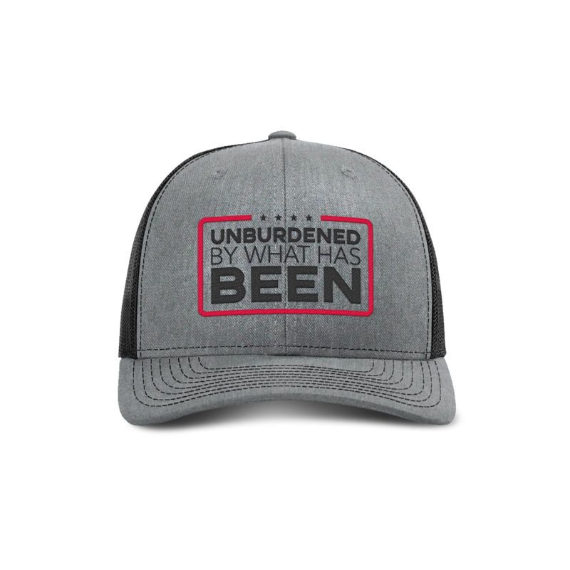 Adjustable Snapback Trucker Cap / Heather Grey/ Black Unburdened by What Has Been Trucker Hat maga trump