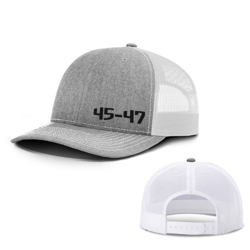 Adjustable Snapback Trucker Cap / Heather Grey/ White 45-47 Lower Left Trucker Hat maga trump