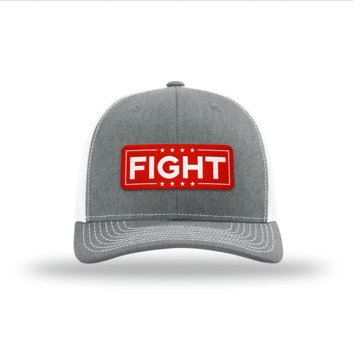 Adjustable Snapback Trucker Cap / Heather Grey/ White Fight - Red Trucker Hat maga trump