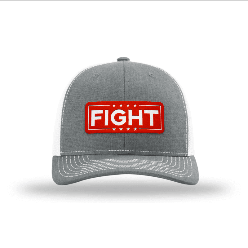 Adjustable Snapback Trucker Cap / Heather Grey/ White Fight - Red Trucker Hat maga trump