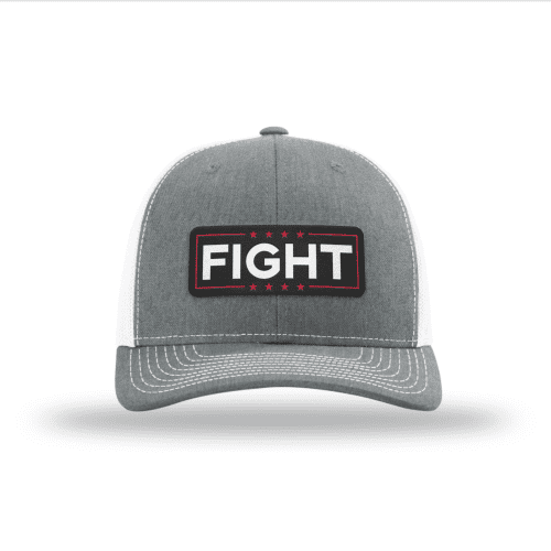 Adjustable Snapback Trucker Cap / Heather Grey/ White Fight Trucker Hat maga trump