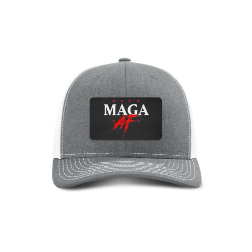 Adjustable Snapback Trucker Cap / Heather Grey/ White MAGA AF Patch Trucker Hat maga trump