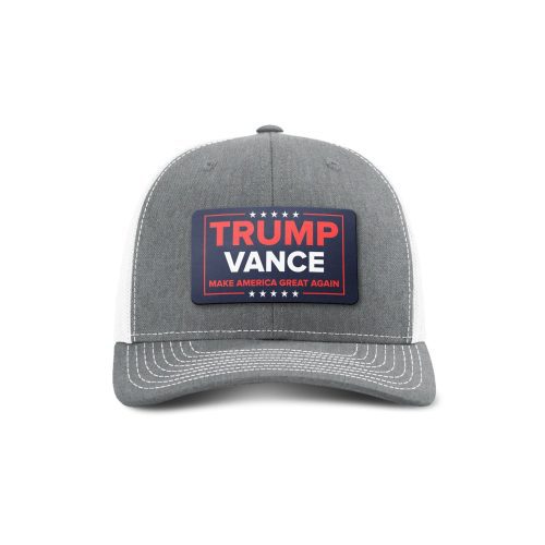 Adjustable Snapback Trucker Cap / Heather Grey/ White Trump Vance Patch Trucker Hat maga trump