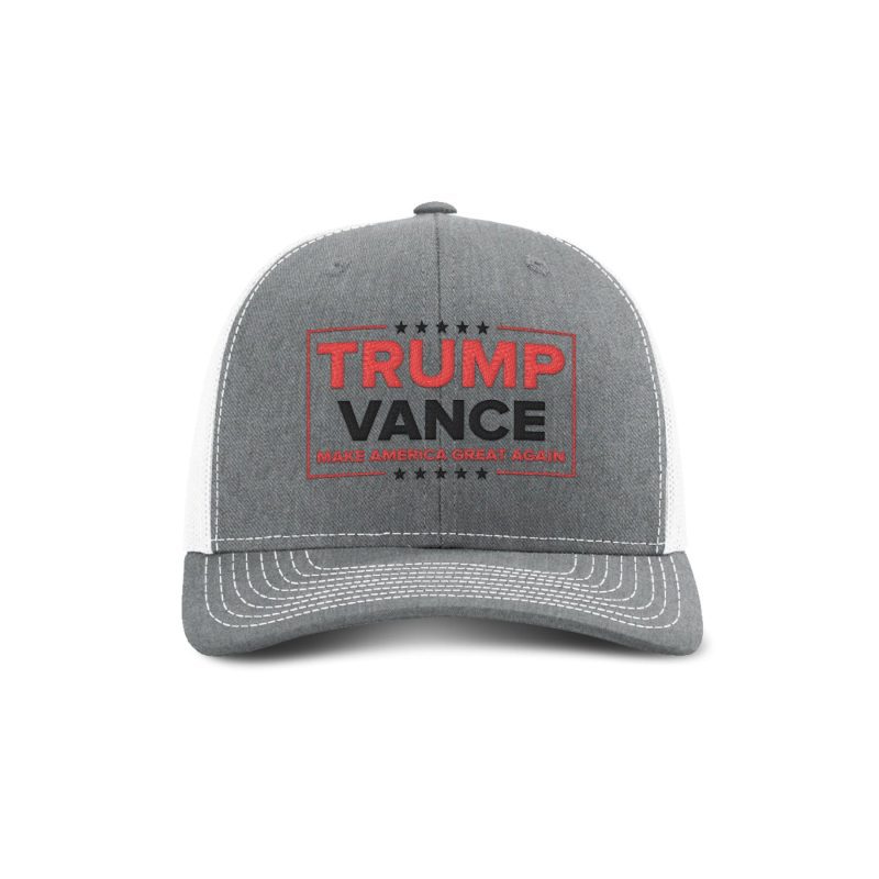 Adjustable Snapback Trucker Cap / Heather Grey/ White Trump Vance Trucker Hat maga trump