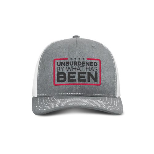 Adjustable Snapback Trucker Cap / Heather Grey/ White Unburdened by What Has Been Trucker Hat maga trump