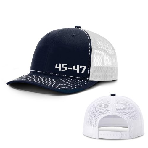 Adjustable Snapback Trucker Cap / Navy/ White 45-47 Lower Left Trucker Hat maga trump