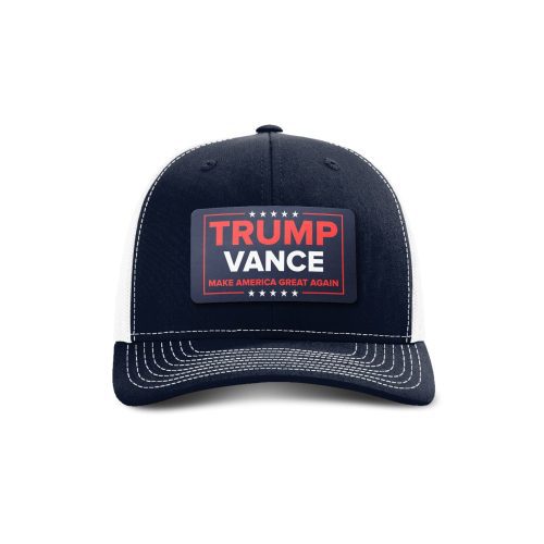 Adjustable Snapback Trucker Cap / Navy/ White Trump Vance Patch Trucker Hat maga trump