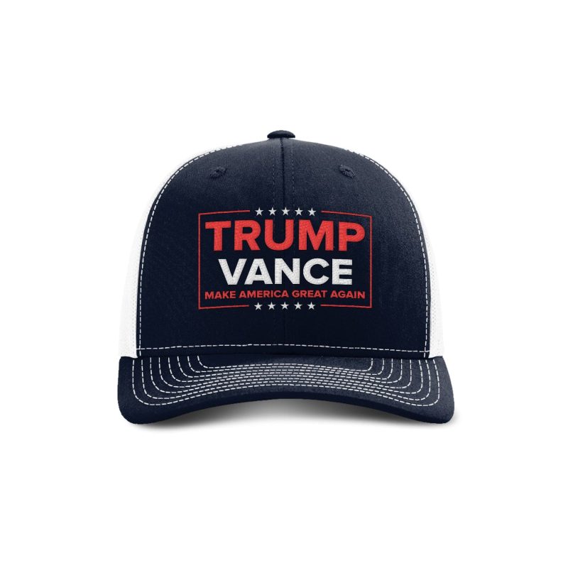 Adjustable Snapback Trucker Cap / Navy/ White Trump Vance Trucker Hat maga trump