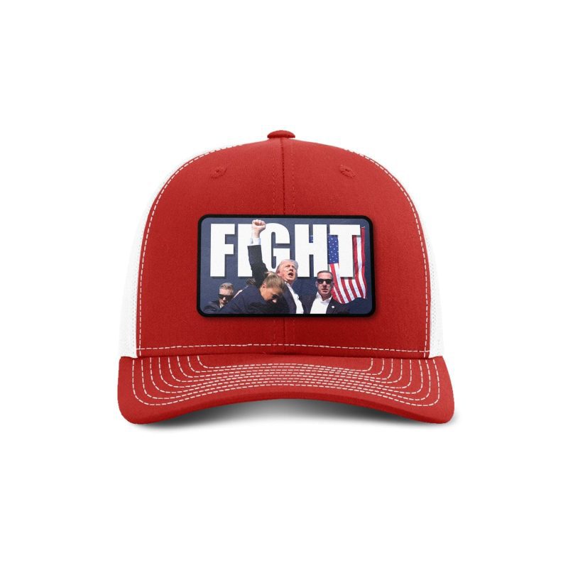 Adjustable Snapback Trucker Cap / Red/ White Fight Trump Trucker Hat maga trump