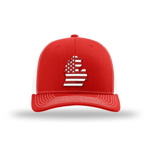 Adjustable Snapback Trucker Cap / Red/ White / OS Lower Michigan is MAGA Country Hat maga trump