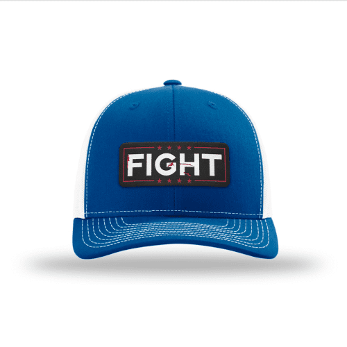 Adjustable Snapback Trucker Cap / Royal/ White Fight Blood Splatter Trucker Hat maga trump