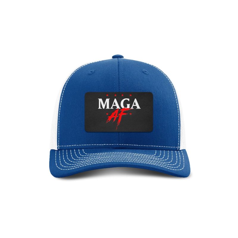 Adjustable Snapback Trucker Cap / Royal/ White MAGA AF Patch Trucker Hat maga trump