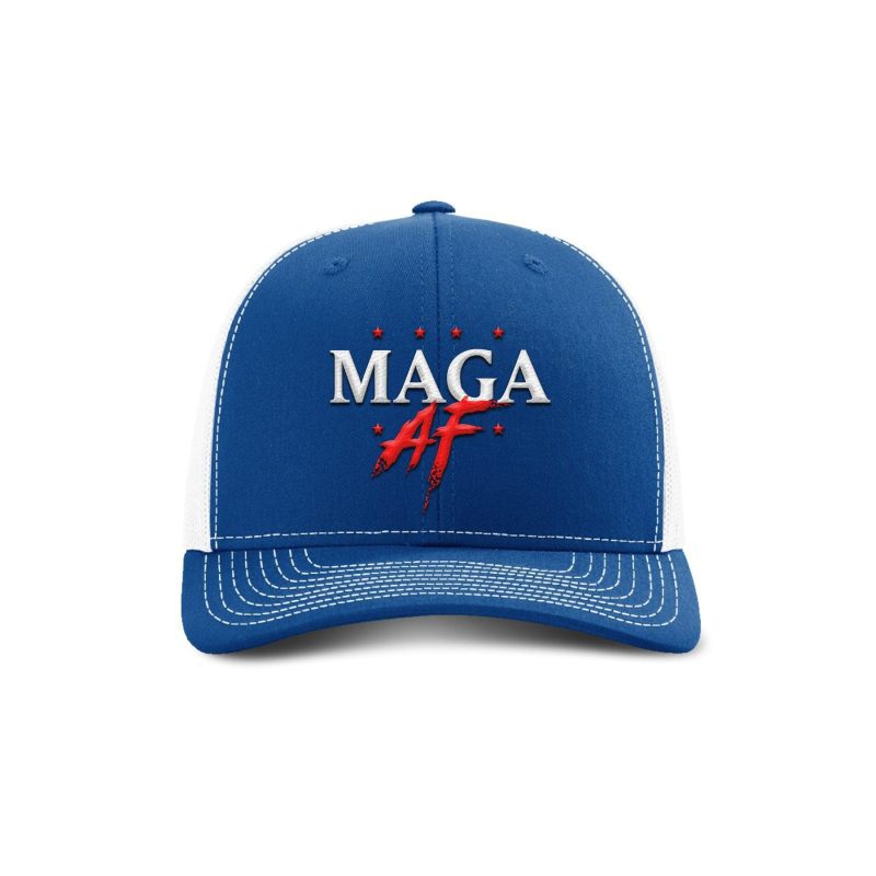 Adjustable Snapback Trucker Cap / Royal/ White MAGA AF Trucker Hat maga trump