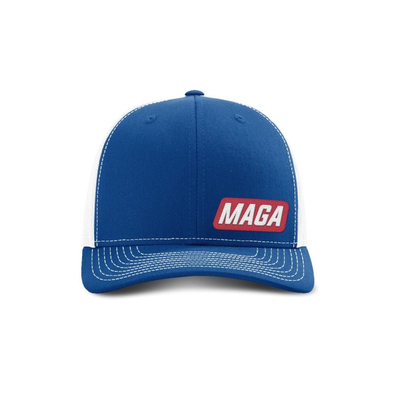 Adjustable Snapback Trucker Cap / Royal/ White / OS MAGA Patch Trucker maga trump