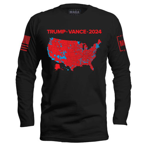 Black / S Trump Vance 2024 Electoral Map Long Sleeve maga trump