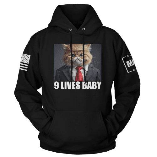 Black / XS 9 Lives Baby Hoodie maga trump