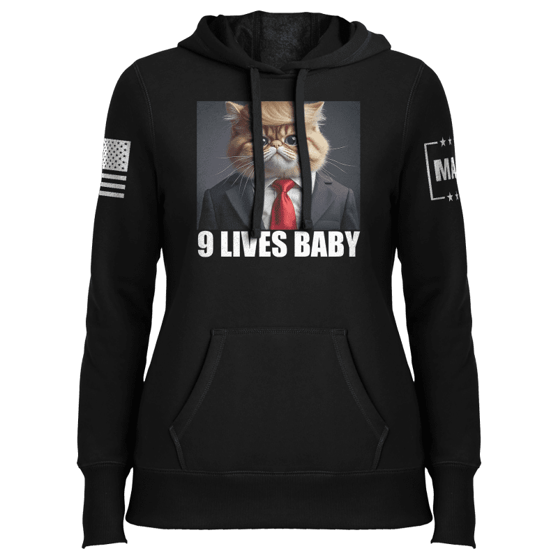 Black / XS 9 Lives Baby Ladies Hoodie maga trump