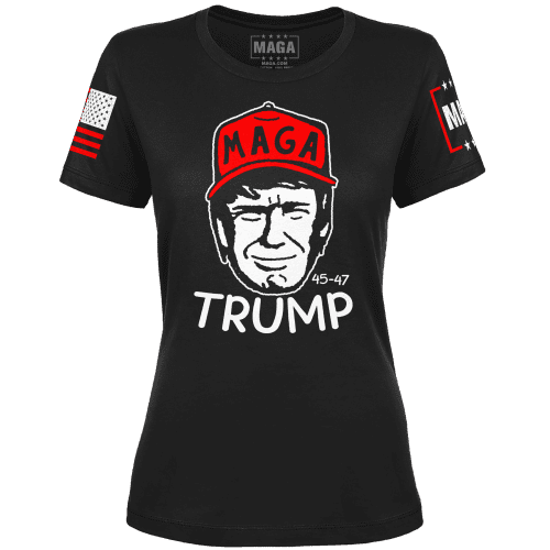 Black / XS Doodle Trump Ladies Tee maga trump