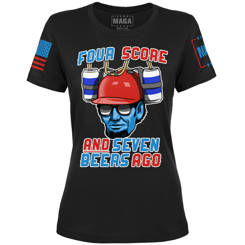 Black / XS Four Score And Seven Beers Ago Ladies Tee maga trump