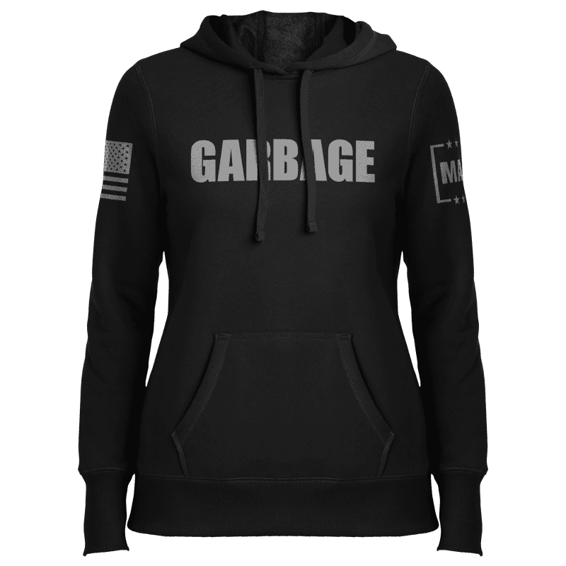 Black / XS Garbage Black Ladies Hoodie maga trump