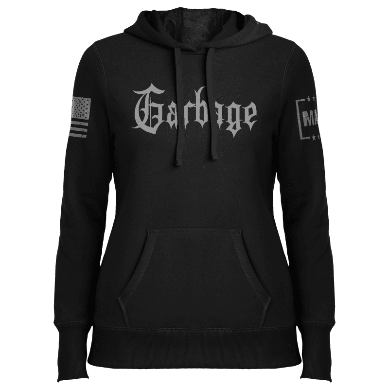 Black / XS Garbage Gothic Ladies Hoodie maga trump