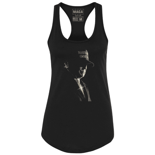 Black / XS Golden MAGA Ladies Racerback Tank Top maga trump