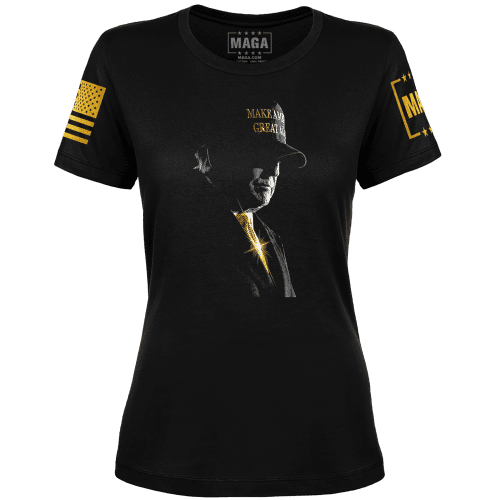 Black / XS Golden MAGA Ladies Tee maga trump