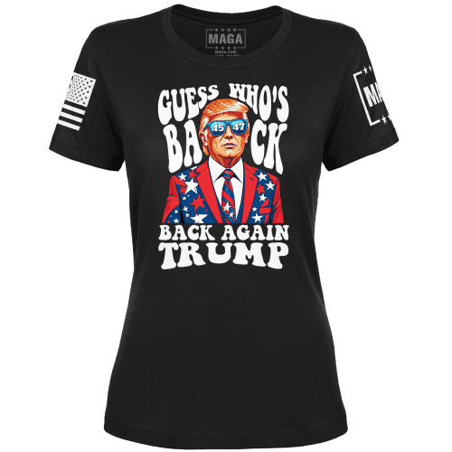 Black / XS Guess Who's Back Again Trump Ladies Tee maga trump