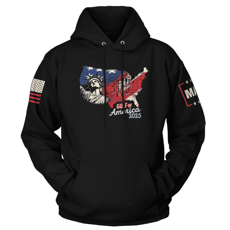 Black / XS Gulf of America 2025 v1 Hoodie maga trump