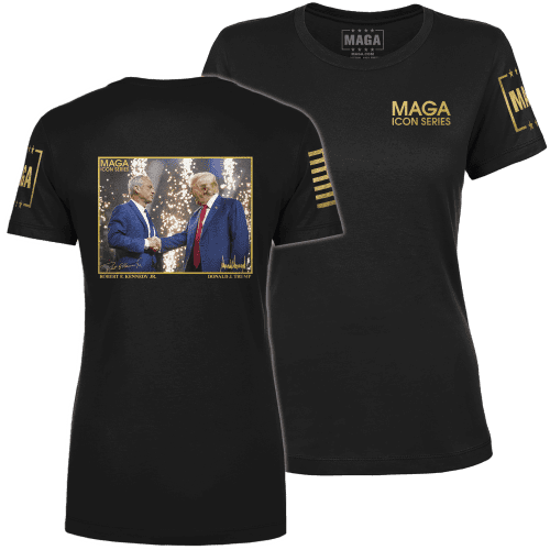 Black / XS Icon Series - RFK Jr and Trump Ladies Tee maga trump