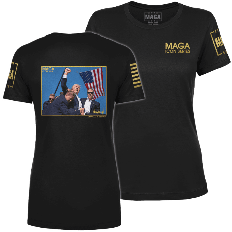 Black / XS Icon Series - Trump Fight Ladies Tee maga trump