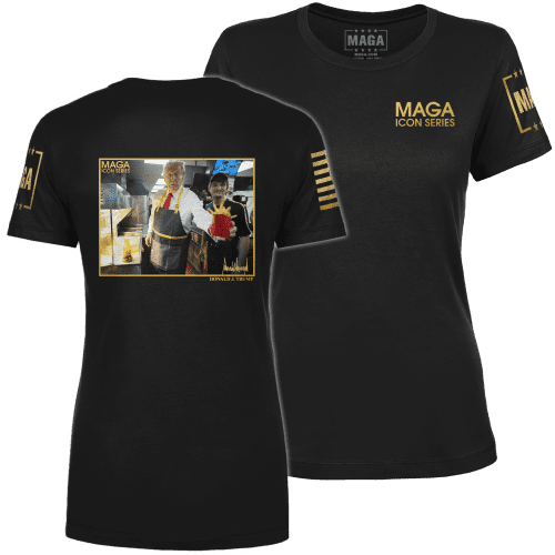 Black / XS Icon Series - Trump with Fries Ladies Tee maga trump